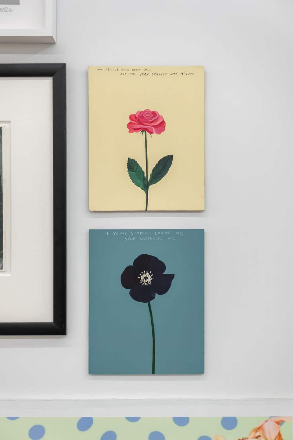 Michael Dumontier + Neil Farber, My petals have been died…, 2017 & If you’ve stopped loving me…, 2018, both 254×203mm / 10×8in acrylic on panel